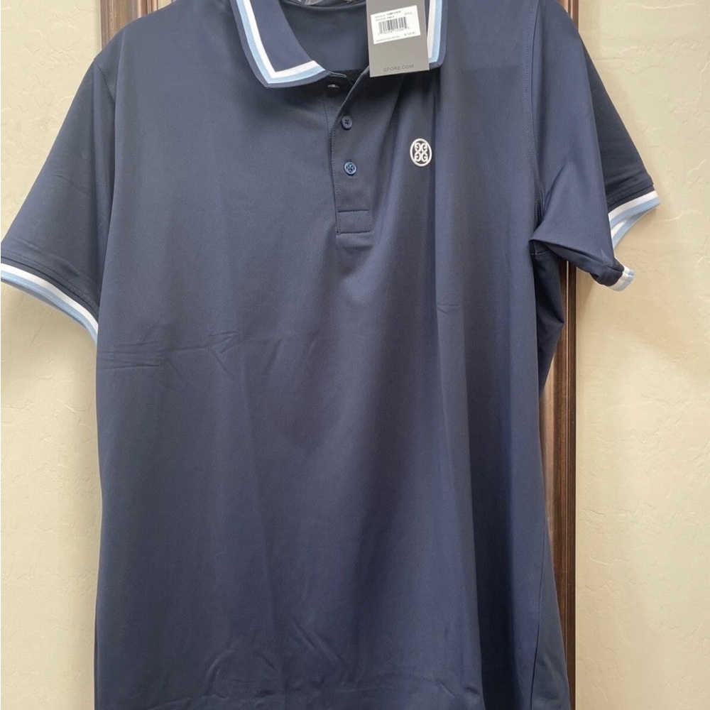 G/FORE Essential Tech Pique Spread Collar Golf Polo Blue Men's Size L